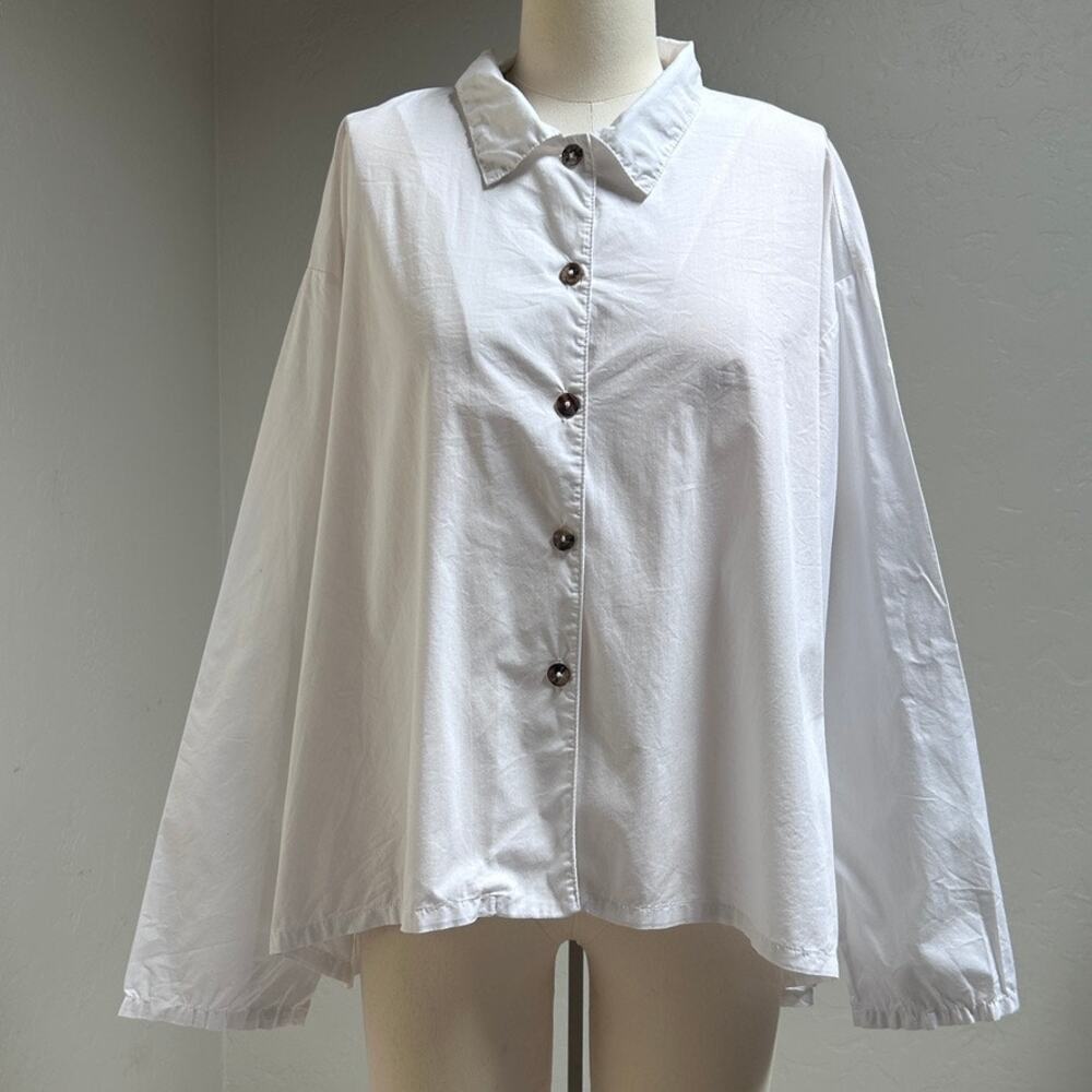 Bryn‎ Walker White Button Shirt M Lagenlook White Oversized Capsule Minimalist